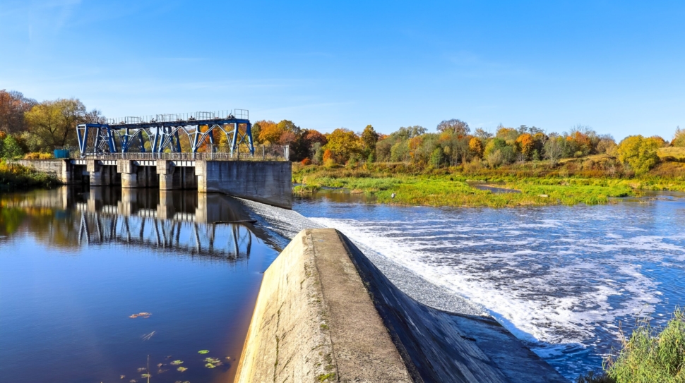 Hydroelectric,Small,Power,Station,On,The,River,Sesupe.,Autumn