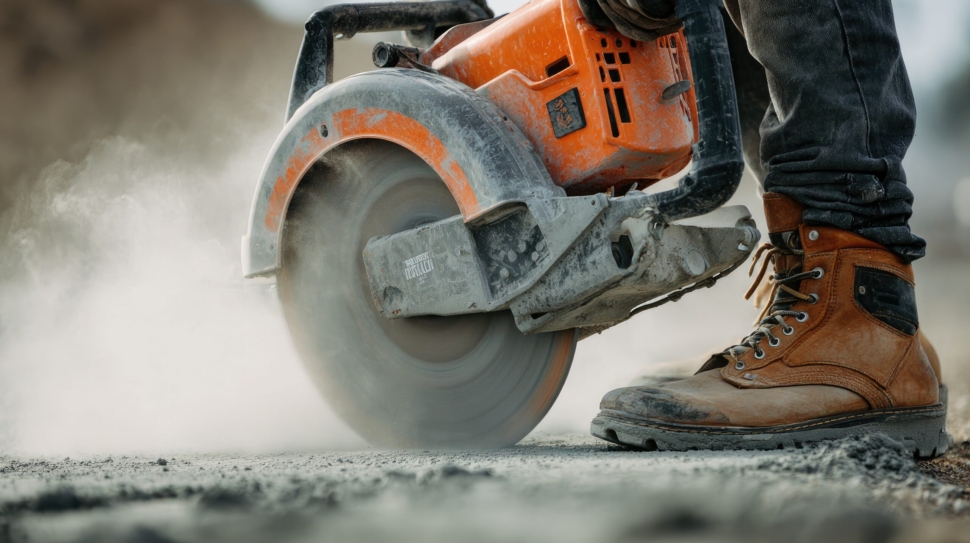 Close-up,Of,A,Construction,Worker's,Legs,And,Boots,As,They